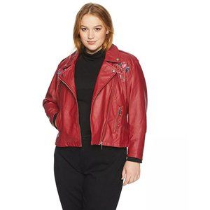 red moto jacket plus size